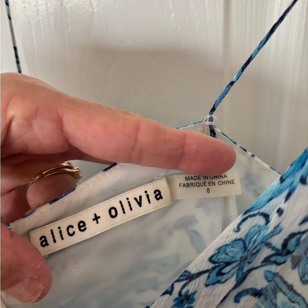 Alice + Olivia White and Blue Floral Maxi Dress - Picture 3 of 3